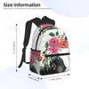 Sac à dos mignon bétail de ferme avec fleur grande capacité cahier d'école mode étanche réglable voyage sport