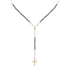 Collane con ciondolo Collana con croce a forma di Y in acciaio inossidabile cattolico con perline di rosario per donne uomini gioielli religiosi