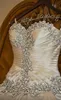 Elegante vestido de casamento de cristal querida sem alças vestido de noiva com rendas até babados marfim branco vestidos de casamento