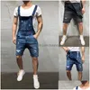 Heren Jeans 2021 Oversize Mode Men039S Gescheurde Jumpsuits Shorts Zomer Hi Street Died Denim Bib Overalls Voor Man Jarretel Pa76052 Dhliy