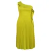 Am030530 Summer New Shoulder, Single Sleeve, Pleated Skirt, Layered Sensory, Work Style, Casual Dress 703721