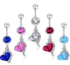 4 couleurs mélange couleur coeur Style anneau nombril anneau nombril anneaux corps Piercing bijoux balancent accessoires mode charme 7K1Gu1218830