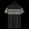 Polo da uomo Polo estiva a righe con risvolto 2024 Abbigliamento formale da ufficio T-shirt a maniche corte casual da lavoro versatile