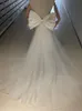 Verwijderbare satijnen boog tule drag voor bruiloft dr knopen bruid prom feestknopen met tule rok trein j6v6#