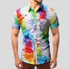 Men's T Shirts Summer 2024 Mens Loose Casual Beach Print Multicolored Splash Ink Short Sleeve Shirt Men