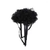 Dog Apparel Wig Curly Black Hair Pet Costume Cosplay Props Funny Head Accessories Soft Lightweight Lace-up Strap Anti-slip Cute