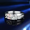 Cluster-Ringe S925 Sterling Silber Paar Ring für Männer und Frauen 5201314 Paar Moissanit One Color Separation Gold Rose Platin