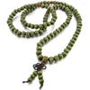 Collier en bois de 8 mm avec brin de perles, sandale verte tibétaine, 108 perles avec 108 bois de santal, prière bouddhiste, bracelet Mala, livraison directe, bijou Otfki