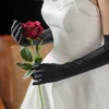 WG068 Casamento Bridal Black Finger Luvas de dedos LG Full LG Satin Brides Damada de Bridesmaid Festas noturnas Luvas Mulheres ACCORIES G05K#