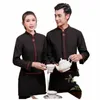 Restaurant chinois serveur vêtements de travail Lg manches femmes maison de thé salle à manger Frt bureau uniforme Hot Pot Restaurant automne et hiver 79JB #