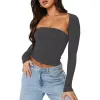 Damestanktopjes Camis Slim Fit Y2K crop tops en lange mouwen Bolero 2-delig Uitsparing Strapless Effen kleur Tube Street chic Drop Delivery App Dhieq