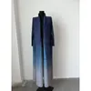 女性のトレンチコートmiyakeプリーツ2024拡張ウィンドブレイカーコートファッショングラディエントブルー点線ローブ長
