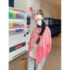 2024 Spring Autumn Women's Loose Pink Denim Coat Korean Style Single-Breasted LG Sleeve Jacket Woman Vintage Casual Jean Tops X73L#