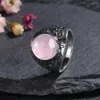 Bagues de cluster S925 Sterling Argent 10 12mm Ovale Naturel Moonstone Rose Quartz Pour Hommes Femmes Mariage Bague de Fiançailles Bijoux