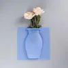 Vasos fácil removível vaso de flor de silicone planta hidropônica auto adesão adesivos de parede pote decoração de casa pendurar flores
