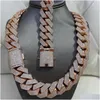 Pendanthalsband Hip Hop Rapper Cuban Chain 925 Sier 25mm breda 4 rader VVS Moissanite fl iced Out Link Necklace Drop Delivery Jewelry OTZ2K