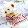 Vêtements pour chiens Vêtements pour chiots Classique Noble Robe à carreaux brodée Fit Petit chat de compagnie Toutes les saisons Costume mignon Robes en tissu