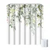 Rideaux de douche Feuilles vertes Plantes avec crochet de type C Rideau Couverture de fenêtre imperméable Accessoires de salle de bain Tissu en polyester Type suspendu