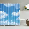Cortinas de chuveiro clássico céu azul animais seaside shell cortina banheiro frabic poliéster impermeável com ganchos