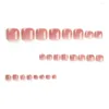 False Nails 24pcs 프렌치 풋 네일 팁 단순한 단색 패션 짧은 정사각형 가짜 전체 커버 프레스