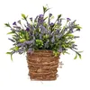 Flores decorativas primavera grinalda roxo lavanda decoração para casa porta da frente pendurado ao ar livre