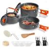 Cookware Sets Portable Outdoor Set Cooking Utensils Pot Pan Camping Tableware Kit Foldable Spoon Fork Knife For Hiking Picnic Travel