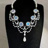 Boucles d'oreilles pendantes médiévales Vintage, collier rond en cristal pour femme, perle, haut sens, chaîne de pull baroque