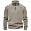 2024 Autumn/Winter Wool Hoodie Stand Zastok Half Zip LG Rękaw Solidny kolor z kapturem swobodny duży rozmiar 6 Kolorowa jakość Męska Zużycie O22B#