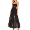 Robes de soirée Robe en tulle sexy pour femmes Robe en dentelle au crochet Voir à travers Maxi Cocktail