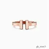 Tiffanyringly 2024 Designer Ring Double Ring 925 Serling Silver Plaed 18K Rose Gold Opening Inlaid med Diamond Half Wedding Anniversary for Women Gift med Box 381