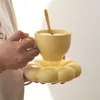 Tassen Sonnenblumenbecher mit Teller Ins Tasse Keramik Niedliches Frühstück für Wohnzimmer Kaffee Bar Dekor Tazas Geschirr Geschenke