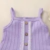 Clothing Sets Baby Girls 2PCS Shorts Sleeveless Lace Trim Button Camisole Solid Color PP