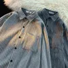 Casual overhemden voor heren Gmiixder gestreept vintage overhemdlook lente herfst Koreaanse blouse met lange mouwen Cityboy Japanse jas met knopen