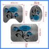 Ensemble de tapis antidérapants pour salle de bain, fleur bleue, papillon, rideau de douche imperméable et durable, couvercle de tapis de piédestal, couverture de toilette, tapis de bain 2107334g