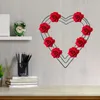 Decorative Flowers 2pcs Heart Metal Wreath Frame Shaped Wire Flower For Wedding Party Front Door Wall Home Decoration DIY Craft