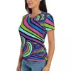 Women's T Shirts Retro Geometric 60S 70S T-Shirts Art O Neck Fashion Oversized Shirt Short Sleeve Y2K Modern Tee Beach Tees