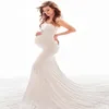 Womens Ruffles One Shoulder Mermaid Maternity Dress Elegant Slim Fitted Pography Gown Baby Shower Poshoot Maxi 240318