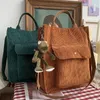 Schoudertassen 2024 Damestas Winkelen Corduroy Eco Organizer Grote Tote Kawaii Accessoires Kikker En Beer Crossbody Meisjes Handtas