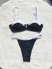 Vrouwen Badmode Sexy 2024 Zomer Effen Badpak Lage Taille Bikini Met Gewatteerde Mujer Vrouwen Tweedelige Pak Zwemmen Strand dragen Bikini's