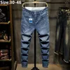 Men's Jeans High Stretched Men Denim Trousers Plus Size 42 44 46 Pencil Pants Black Blue Slim Fit Male Casual Elastic Classic Harem