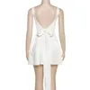 white Short Mini Evening Dres Beach Summer Holiday Lace Up Bow Sundr Elegant Sexy Backl Prom Party Dr In Stock p3yD#