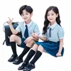 Student Uniform British Primary School Kindergarten Kläder Summer Suit Skjorta Navy Blue Kirt Shorts For Children Boys Girls N1Jo#