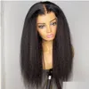 Spetsspår grov yaki kinky rak wig transparent 360 fl frontal lockigt mänskligt hår före plockad glulös stängning remy 130% hd drop de oto3m