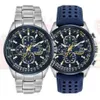 Luxury WateProof Quartz Watches Business Casual Steel Band Watch Watch Męskie Blue Angels World Chronograf 211231276H