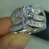 Set di anelli di promessa classici AAAAA zirconi in oro bianco 10KT anelli di fede nuziale per le donne regalo di gioielli di fidanzamento per feste nuziali