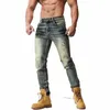 2023 Spring and Autumn New Classic FI Bekväm vintage rippade små fötter Men's Casual Slim Stretch Högkvalitativ jeans Z84H#