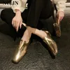 Casual Shoes 2024 Spring Split Leather Women Fashion Toe Slip-On Gallow Flats Sweet Loafers Zapatos de Mujer