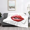 Blankets Women's Cute Chic Sexy Ele Red Lisptick Full Lips Arrival Fashion Leisure Flannel Blanket Mouth Love Girls