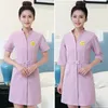 Sauna Massagem nos Pés Garçom Uniforme Esteticista Rosa Robe Casaco de Manga Curta-Style Formal Dr Beauty Sal Capaz Roupas de Trabalho W8so #