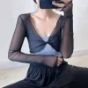Femmes Sexy See Through Solid Summer Sunscreen Cardigans Lg Sleeve Mesh Vintage Lace Up Crop Tops Streetwear Cardigans courts 93Ol #